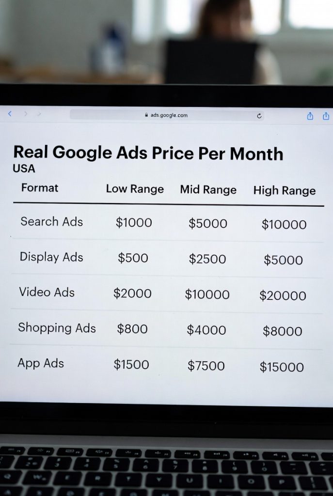 Google Ads Price Per Month USA
